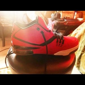 Red, black and white Jordan’s.